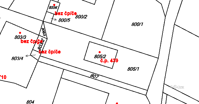 Krmelín 439 na parcele st. 805/2 v KÚ Krmelín, Katastrální mapa