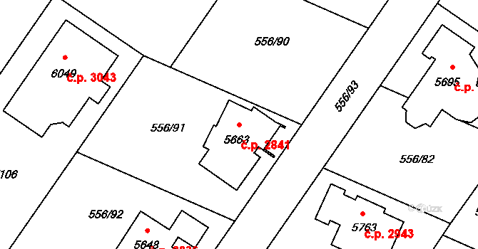 Šumperk 2841 na parcele st. 5663 v KÚ Šumperk, Katastrální mapa