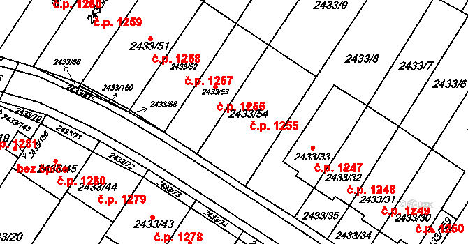 Mikulov 1255 na parcele st. 2433/54 v KÚ Mikulov na Moravě, Katastrální mapa
