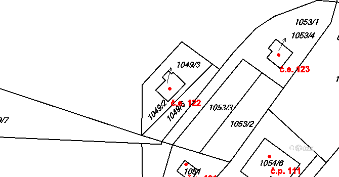 Holubov 122 na parcele st. 1049/3 v KÚ Holubov, Katastrální mapa