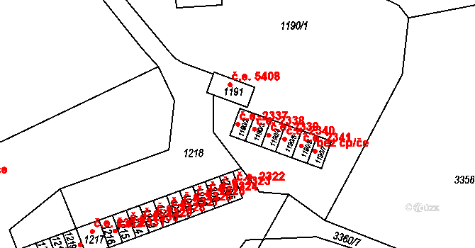 Střekov 2337, Ústí nad Labem na parcele st. 1190/2 v KÚ Střekov, Katastrální mapa
