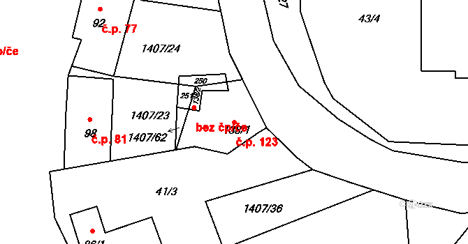 Sudice 123 na parcele st. 138/1 v KÚ Sudice u Náměště nad Oslavou, Katastrální mapa