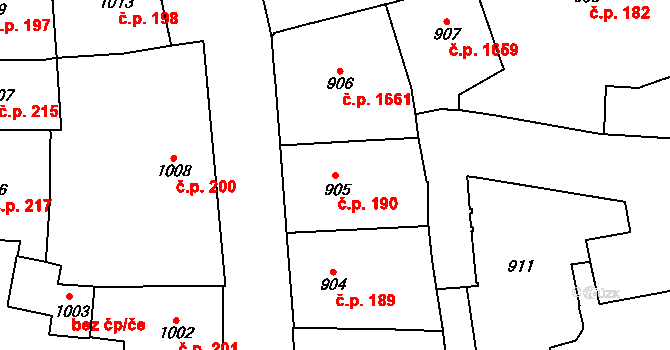 Nové Město 190, Praha na parcele st. 905 v KÚ Nové Město, Katastrální mapa