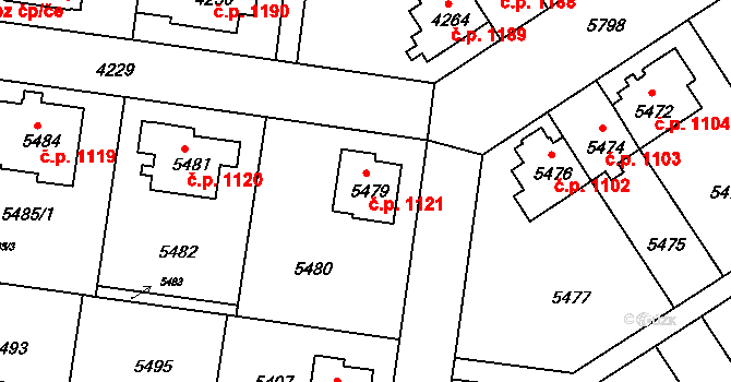 Záběhlice 1121, Praha na parcele st. 5479 v KÚ Záběhlice, Katastrální mapa