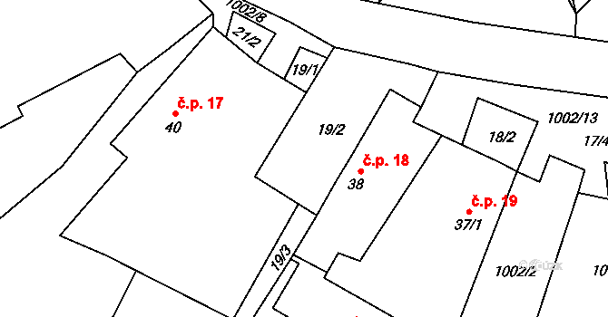 Radlice 18, Volfířov na parcele st. 38 v KÚ Radlice u Volfířova, Katastrální mapa
