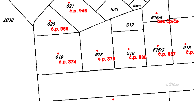 Bubeneč 875, Praha na parcele st. 618 v KÚ Bubeneč, Katastrální mapa