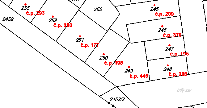 Vršovice 198, Praha na parcele st. 250 v KÚ Vršovice, Katastrální mapa