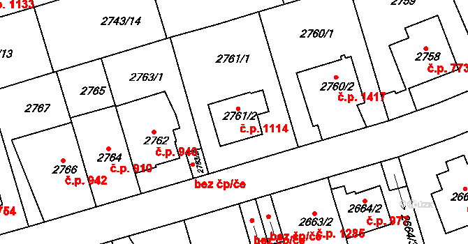 Michle 1114, Praha na parcele st. 2761/2 v KÚ Michle, Katastrální mapa