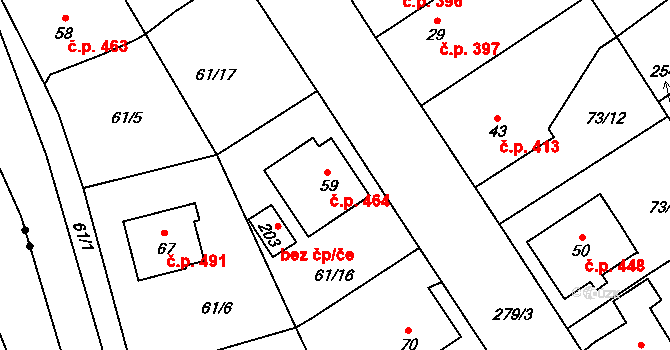 Chrastava 464 na parcele st. 59 v KÚ Chrastava II, Katastrální mapa