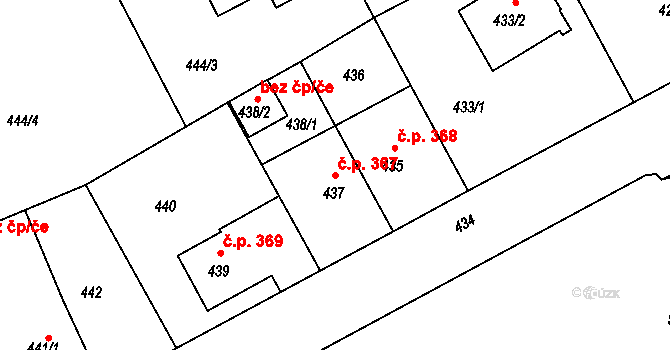 Liberec XI-Růžodol I 367, Liberec na parcele st. 437 v KÚ Růžodol I, Katastrální mapa
