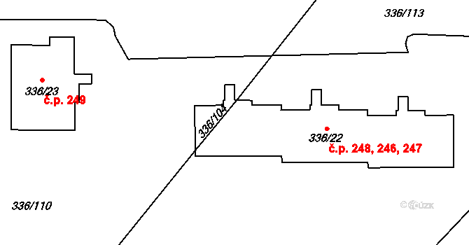 Pražské Předměstí 246,247,248, Bílina na parcele st. 336/22 v KÚ Bílina, Katastrální mapa