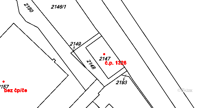Vsetín 1326 na parcele st. 2147 v KÚ Vsetín, Katastrální mapa