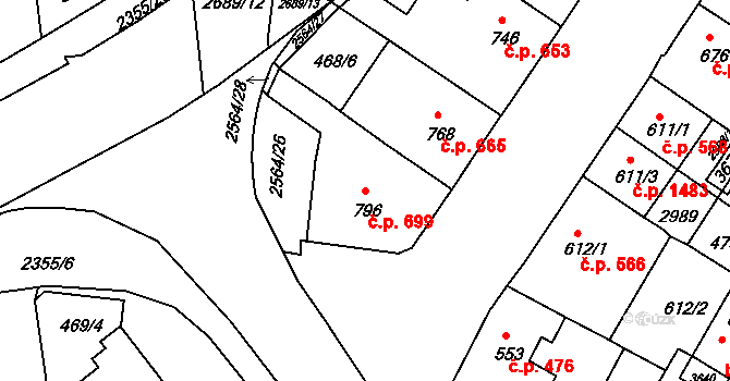 Ústí nad Orlicí 699 na parcele st. 796 v KÚ Ústí nad Orlicí, Katastrální mapa