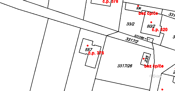 Višňové 376 na parcele st. 557 v KÚ Višňové, Katastrální mapa