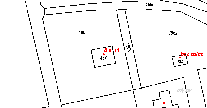 Smilovice 11 na parcele st. 437 v KÚ Smilovice u Třince, Katastrální mapa