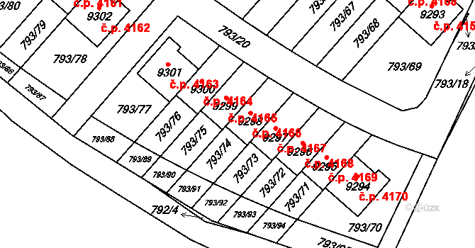 Hodonín 4166 na parcele st. 9298 v KÚ Hodonín, Katastrální mapa