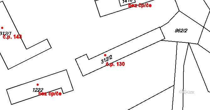 Benešov nad Ploučnicí 130 na parcele st. 312/2 v KÚ Benešov nad Ploučnicí, Katastrální mapa