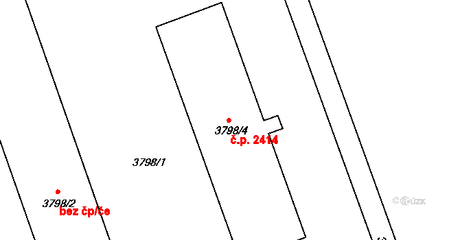 Pod Bezručovým vrchem 2414, Krnov na parcele st. 3798/4 v KÚ Krnov-Horní Předměstí, Katastrální mapa