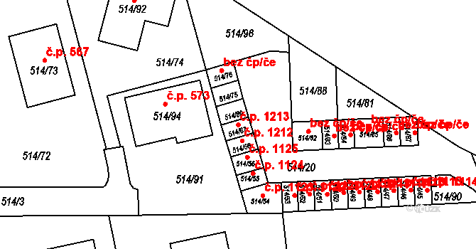 Dobšice 1213 na parcele st. 514/67 v KÚ Dobšice u Znojma, Katastrální mapa