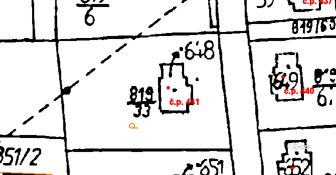 Osek 441 na parcele st. 648 v KÚ Osek u Rokycan, Katastrální mapa