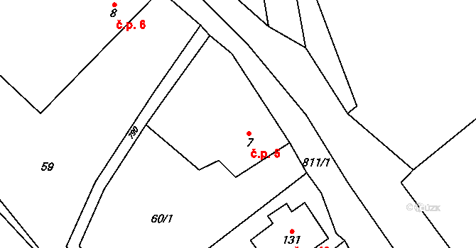 Borač 5 na parcele st. 7 v KÚ Borač, Katastrální mapa
