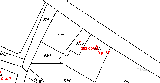 Havlíčkův Brod 38708914 na parcele st. 60/2 v KÚ Poděbaby, Katastrální mapa