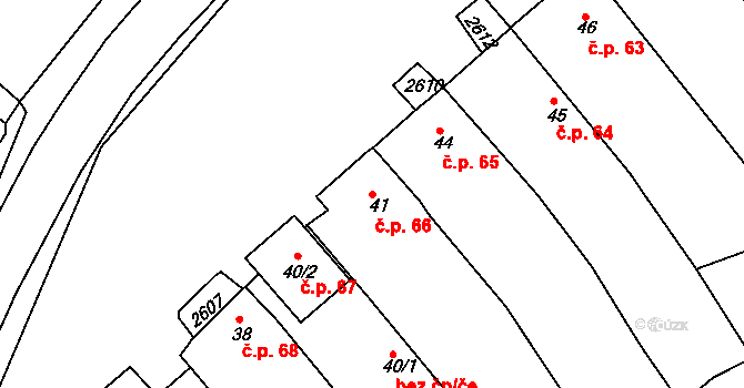 Hrádek na Vlárské dráze 66, Slavičín na parcele st. 41 v KÚ Hrádek na Vlárské dráze, Katastrální mapa