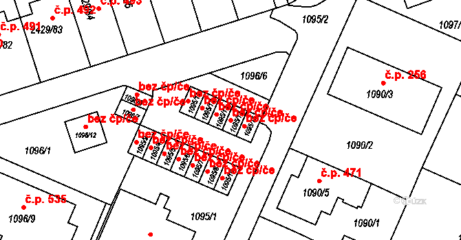 Dačice 40987914 na parcele st. 1095/14 v KÚ Dačice, Katastrální mapa