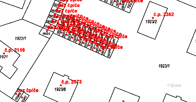 Teplice 45130914 na parcele st. 1923/59 v KÚ Teplice, Katastrální mapa