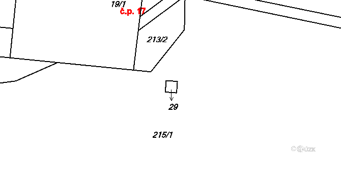 Pelhřimov 45286914 na parcele st. 29 v KÚ Radětín, Katastrální mapa
