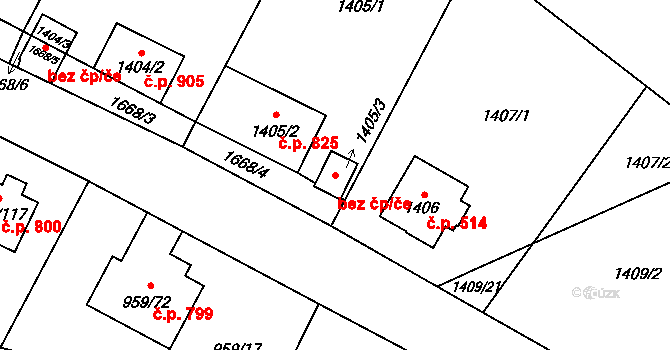 Hronov 46559914 na parcele st. 1405/3 v KÚ Hronov, Katastrální mapa