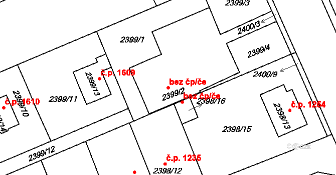 Holešov 47572914 na parcele st. 2399/2 v KÚ Holešov, Katastrální mapa