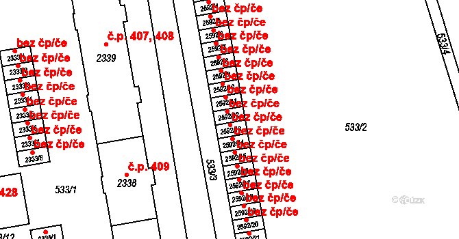 Klatovy 49435914 na parcele st. 2592/12 v KÚ Klatovy, Katastrální mapa