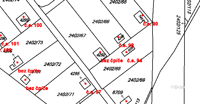 Kroměříž 49649914 na parcele st. 4292 v KÚ Kroměříž, Katastrální mapa