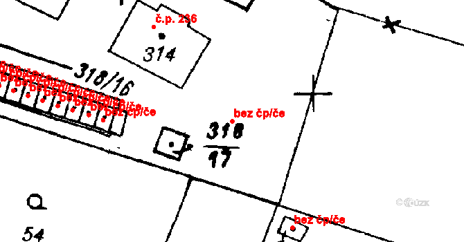 Heřmanova Huť 49933914 na parcele st. 318/17 v KÚ Vlkýš, Katastrální mapa