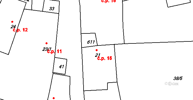 Bořice 15, Mirotice na parcele st. 21 v KÚ Bořice u Mirotic, Katastrální mapa
