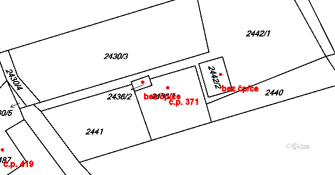 Horní Suchá 371 na parcele st. 2436/1 v KÚ Horní Suchá, Katastrální mapa