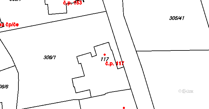 Rybnice 117 na parcele st. 117 v KÚ Rybnice u Kaznějova, Katastrální mapa