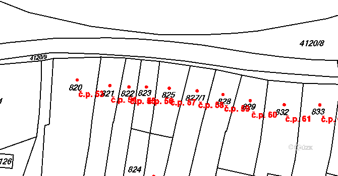 Jakubské Předměstí 57, Jaroměř na parcele st. 825 v KÚ Jaroměř, Katastrální mapa