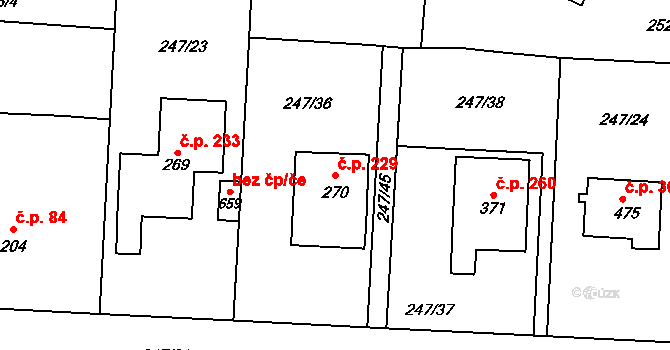 Čeperka 229 na parcele st. 270 v KÚ Čeperka, Katastrální mapa