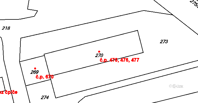 Velké Opatovice 476,477,478 na parcele st. 270 v KÚ Velké Opatovice, Katastrální mapa