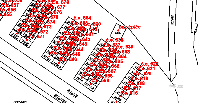 Žatec 636 na parcele st. 2371/6 v KÚ Žatec, Katastrální mapa