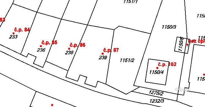 Citonice 87 na parcele st. 239 v KÚ Citonice, Katastrální mapa