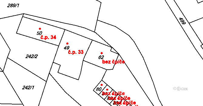 Podolí 71 na parcele st. 62 v KÚ Podolí u Přerova, Katastrální mapa