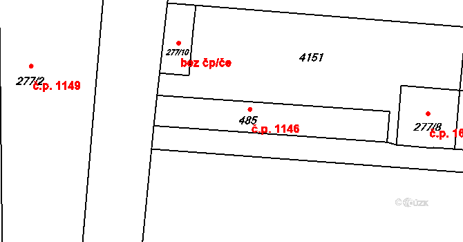 Lipník nad Bečvou I-Město 1146, Lipník nad Bečvou na parcele st. 485 v KÚ Lipník nad Bečvou, Katastrální mapa