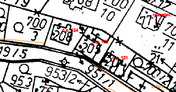 Kácov 122 na parcele st. 205 v KÚ Kácov, Katastrální mapa