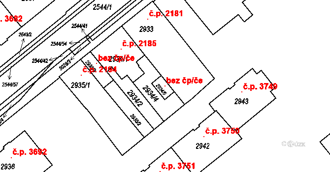 Chomutov 120051915 na parcele st. 2934/5 v KÚ Chomutov II, Katastrální mapa