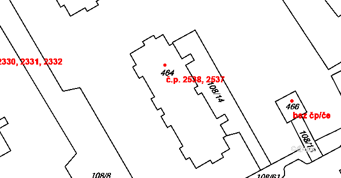 Šumperk 2537,2538 na parcele st. 464 v KÚ Dolní Temenice, Katastrální mapa