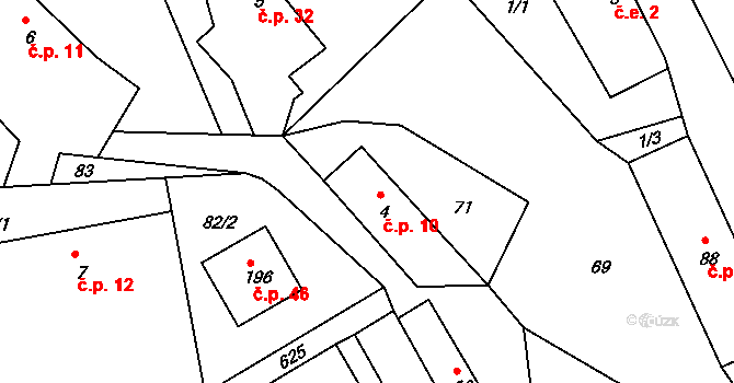 Kobyly 10 na parcele st. 4 v KÚ Kobyly, Katastrální mapa