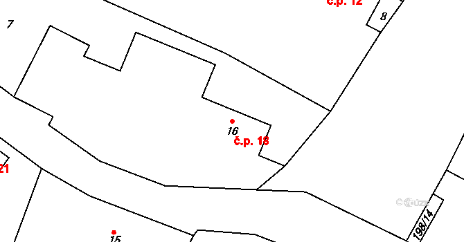 Zvíkov 18, Boharyně na parcele st. 16 v KÚ Zvíkov nad Bystřicí, Katastrální mapa